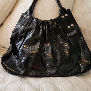 BLACK ALLIGATOR SILVER BOLT PURSE